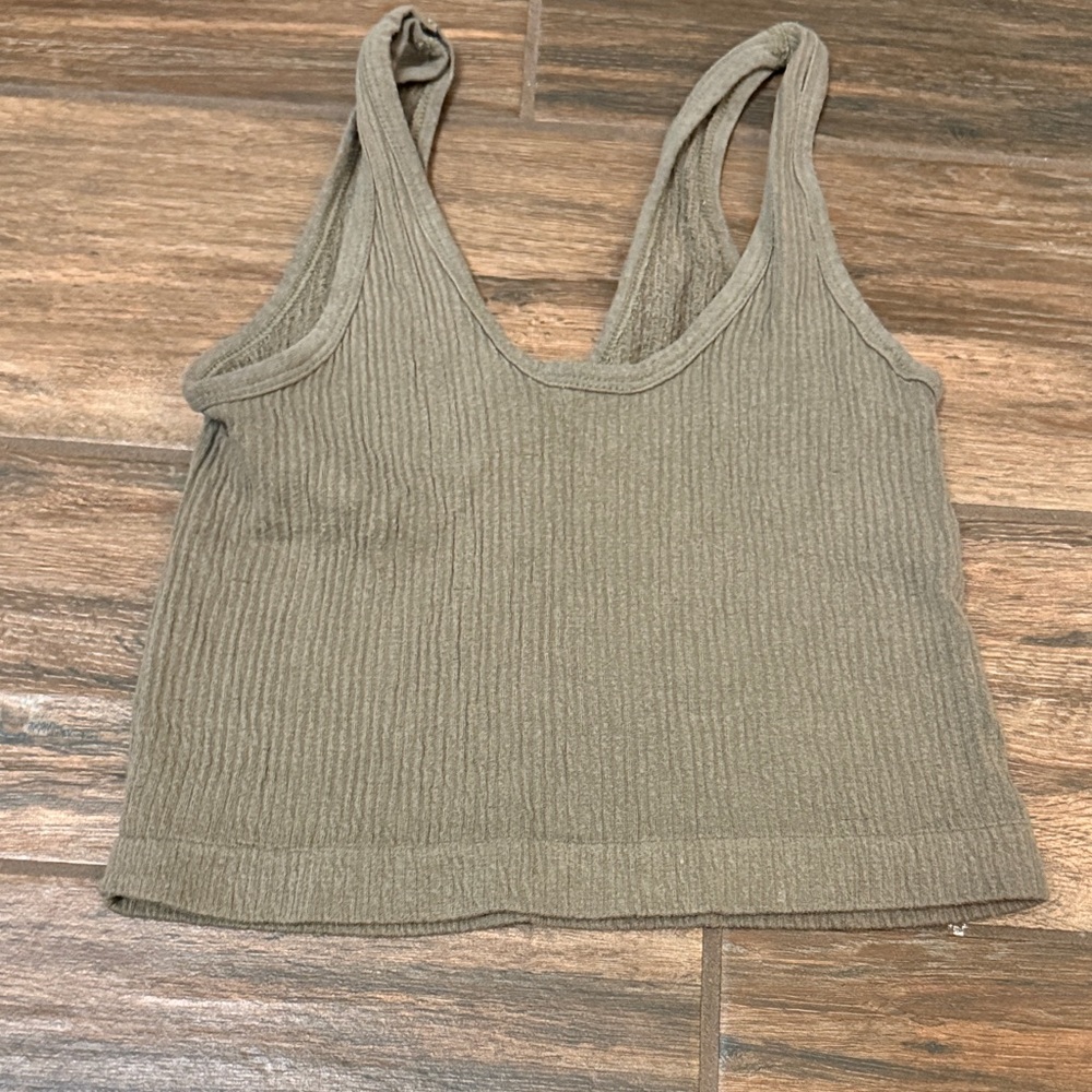 Urban Outfitters Olive Ribbed Crop Top